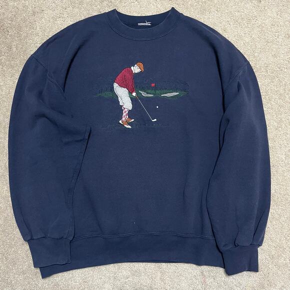 Vintage Golf Embroidered Navy Crewneck XL - Picture 2 of 6